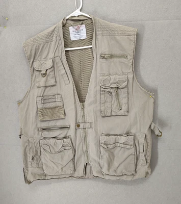 Rothco Men Jacket Large Brown Polyester Sleeveless Canvas Safari Outback Vest - Image 1 of 4