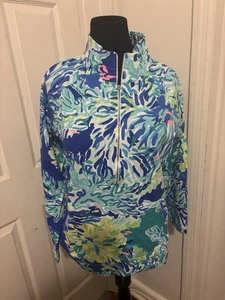 Lilly Pulitzer Popover blau und grün Blumen - Bild 1 von 2