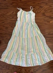 Cat & Jack Girls Striped Linen Blend Sleeveless Maxi Dress Size Large 10/12 - Picture 1 of 4