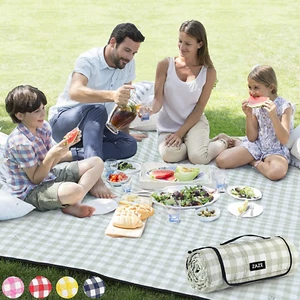 Extra Large Picnic Outdoor Blanket, 80''X80'' Waterproof Foldable Blankets Gingh - Picture 1 of 6