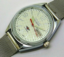 genuine citizen automatic big face mens steel white dial vintage japan watch run