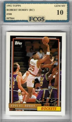 Topps Robert Horry RC #308 1992 clasificación FCGS 10 gemas ¡¡Como nuevo!!! Foto 1 de 2
