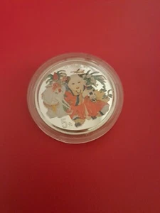 China, 1998, 5 Yuan, Farbmünze Glück im Überfluss, Silber - Bild 1 von 3