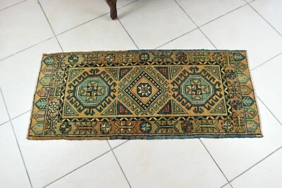 Alfombra turca Oushak Runner 4,1 x 1,8 pies de colección alfombra pequeña corredor de Anatolia Y54 Foto 1 de 4