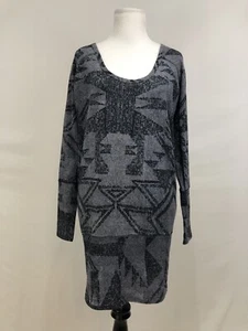 Anthropologie Plenty Tracy Reese XS Kleid; Grau/Schwarz Langarm Stretchig Gefüttert - Bild 1 von 12