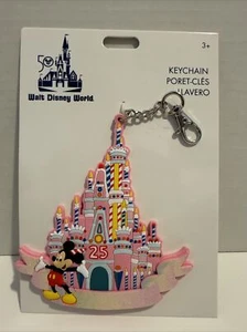 Disney WDW 50th Vault Retro 25th Anniversary Birthday Cake Pink Castle Keychain - Picture 1 of 5