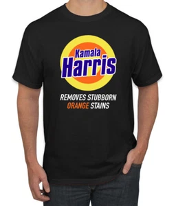 Kamala Harris Funny Removes Stubborn Orange Stains Parody Men's T-Shirt - Picture 1 of 13