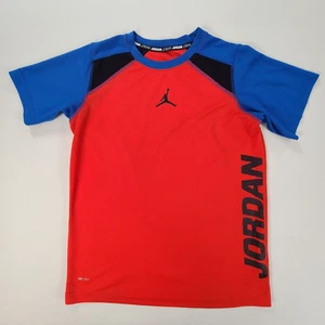 Jordan Shirt Boys Large Orange Blue Air Jordan Basketball Jumpman Youth Kids - Picture 1 of 12