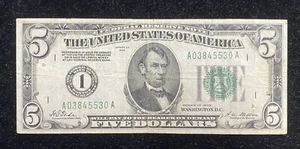1928 $5 Boston Federal Reserve Redeemable In Gold Note - Picture 1 of 2