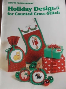 HOLIDAY DESIGNS CROSS STITCH PATTERNS SAMPLER BANNER STOCKING ORNAMENTS SCOTTIE - Picture 1 of 4