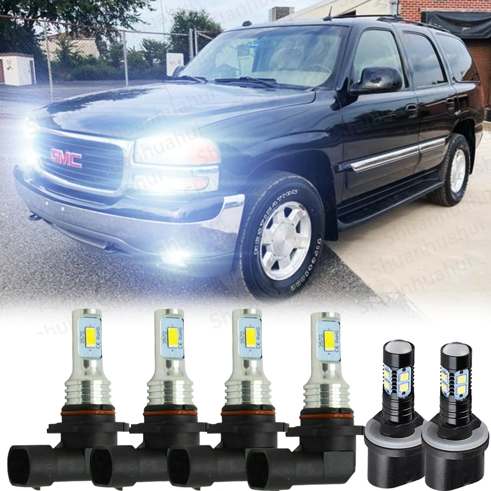 Para GMC Yukon XL 2000-2006 6X Combo 6000K Faros LED Hi-Lo Bombillas Antiniebla A+ Foto 1 de 4