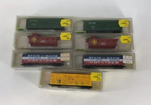 N Scale Model Power Cattle, Caboose, Reefer GN ATSF Maine Lot of 7 Trains - Picture 1 of 12