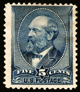 #216 5c Indigo 1888 Mint Full Gum Heavy Hinge CV $200 - Picture 1 of 1