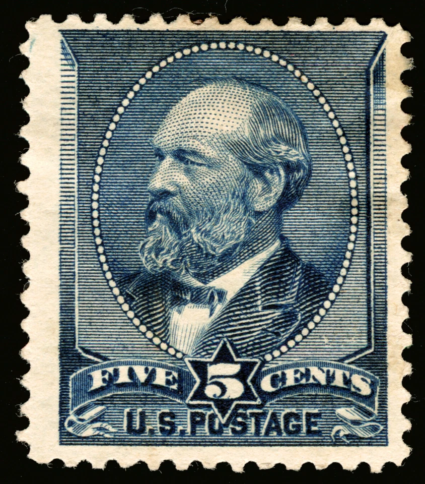 #216 5c Indigo 1888 Mint Full Gum Heavy Hinge CV $200 - Image 1 of 1