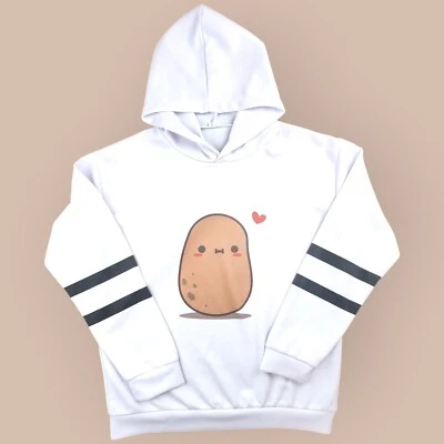 Sudadera con Capucha Kawaii Potato Unisex Grande Blanca Gráfica Anime Pullover Sudadera Foto 1 de 4