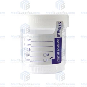 Urine Specimen Container 90ml (3oz) Cup, WITHOUT Temperature Strip, Sterile - Picture 1 of 3