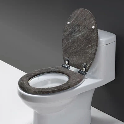 HOMSEAT Verlangsamter, bedruckter, dekorativer Toilettensitz aus Holz mit Marmorstruktur