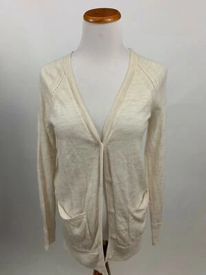 LANDS END ivory lightweight merino wool long cardigan sweater Women's XS - Image 1 of 4