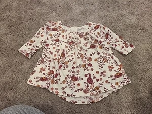 Kids Girls Old Navy Off White Red Floral Short Sleeve Blouse Shirt Size 5T - Picture 1 of 3