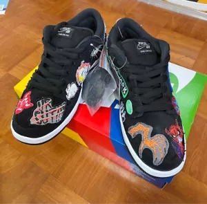 Nike Dunk SB Low Pro QS Neckface Black/White-Multi Color DQ4488-001 Size 9 JP - Picture 1 of 5