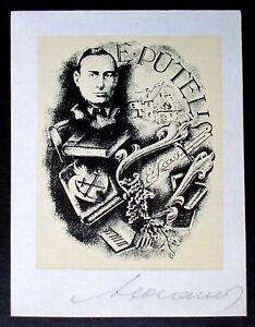 Ex Libris Nr. 205. Musikinstrumente & Bücher. Lettischer Künstler Alexei Yupatov.