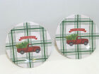 Red Pick Up Truck Melamine Salad Plates Set of 2 NEW Christmas PU 8 inch