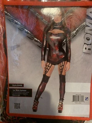 New Roma Sexy Web Spinner Costume Spider Girl Adult Size Medium Suit & Leggings - Image 1 of 4