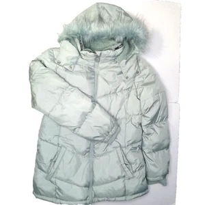 Justice Mädchen gefütterter Wintermantel - Gr. XL 16/18 - aquablau Kapuze warm gefütterte Jacke - Bild 1 von 24