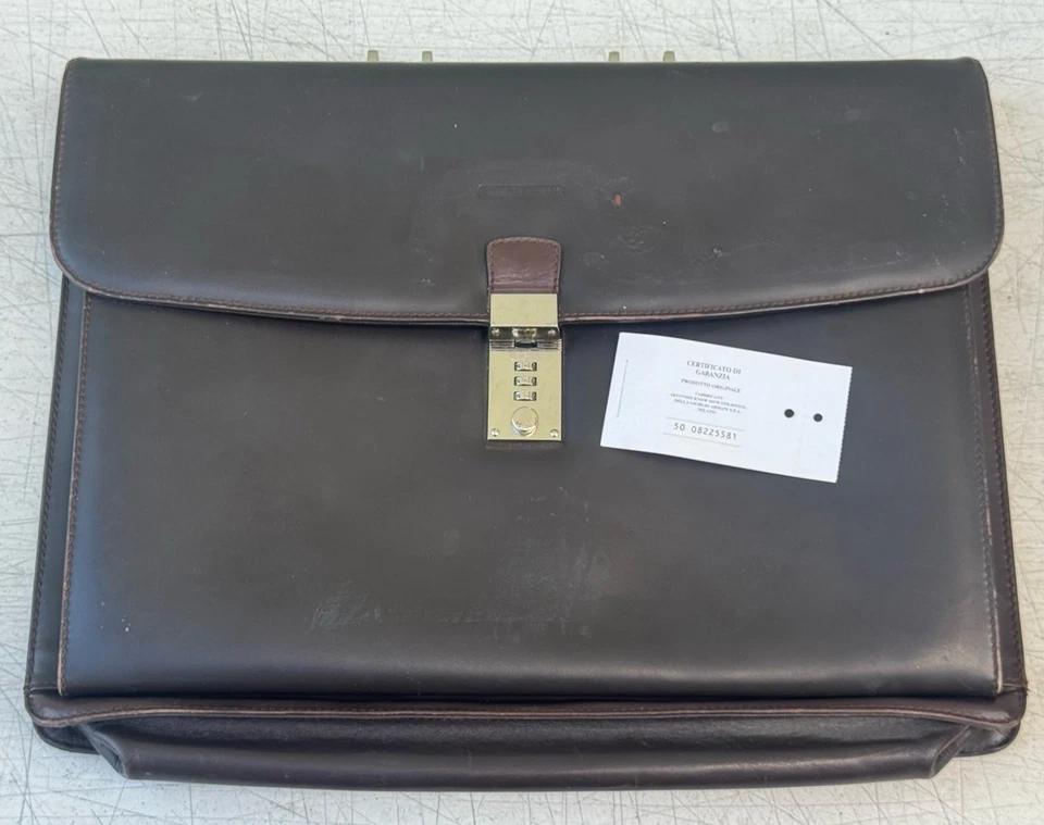 Maletín de cuero vintage Giorgio Armani marrón para hombre con cerradura y código con certificado de autenticidad Foto 1 de 4