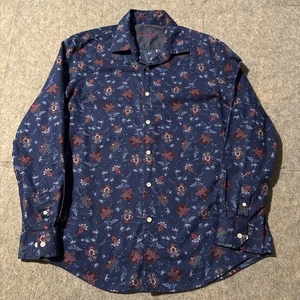 Camisa Tasso Elba Para Hombre Grande Floral Manga Larga Abotonada Geométrica Azul Por Todas Partes - Imagen 1 de 7