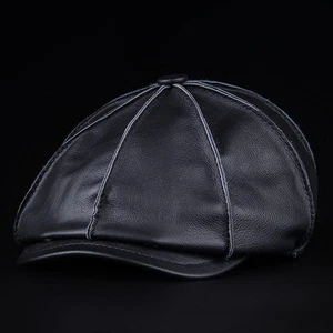 Berretto cappelli ottagonale berretto newsboy edera cappello piatto uomo vintage vera pelle pittore - Foto 1 di 7