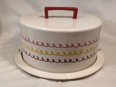Cake Boss Swirl Painted Metal Cake Holder Off white, Red Handle Double Clip 2013 - Image 1 of 4