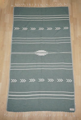 Toalha de praia SAND CLOUD verde e marfim 100% algodão orgânico sudoeste 36x66 - Imagem 1 de 4