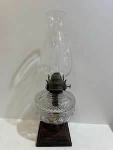 Antique Kerosene Oil Lamp Glass Cast Iron Eagle Burner - Bild 1 von 18