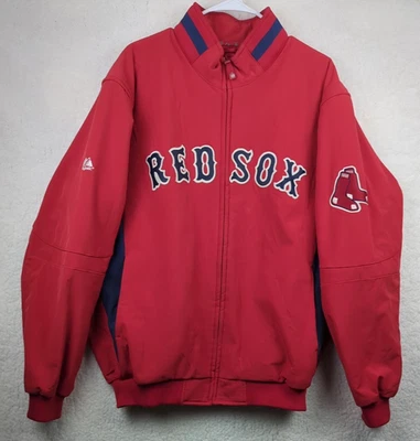 Chaqueta Boston Red Sox Hombres XL Abrigo MLB Béisbol Majestuoso Calentamiento Forrado Rojo Foto 1 de 4