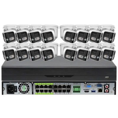 Sistema de Cámara IP Panorámica 16CH 8MP 4K 180° Exterior Doble Lente AI 16POE NVR Lote Foto 1 de 4