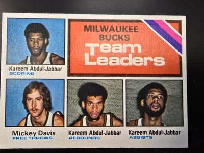 1975-76 Topps Basketball #126 Milwaukee Bucks Team Leaders - Ex/NM - Image 1 of 2