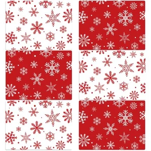 Christmas Placemats Set of 6 Christmas Red and White Snowflake Plastic Table ... - Picture 1 of 7