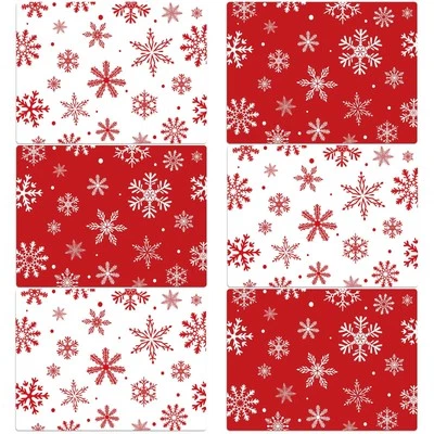 Christmas Placemats Set of 6 Christmas Red and White Snowflake Plastic Table ... — 第 1/4 张图片