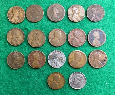 16 Hobo Dimes made from shaved down pennies - Image 1 of 3