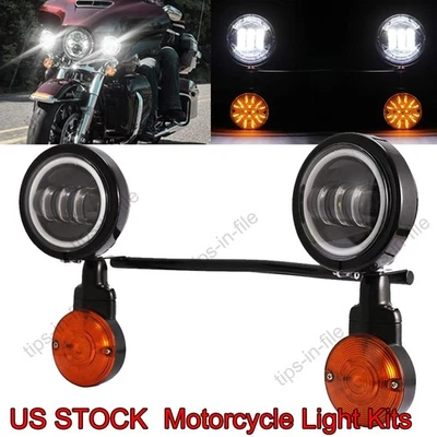 Barra de luces antiniebla de paso negra para motocicleta para Harley Honda Foto 1 de 4