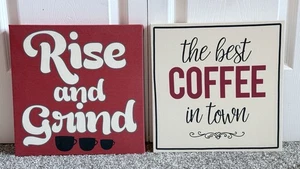 2 Kaffeeleinwände Wandbild hängend Wanddeko Kaffeebar 12”x12” - Bild 1 von 1