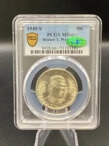 PCGS Silver Half Dollar 50c 1949-S MS66+ Booker T Washington CAC Sticker - Picture 1 of 2