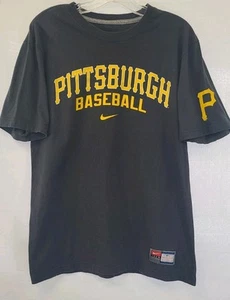 Nike Pittsburgh Pirates Mens Sz Large Black T Shirt Dri Fit Swoosh MLB Baseball - Picture 1 of 3
