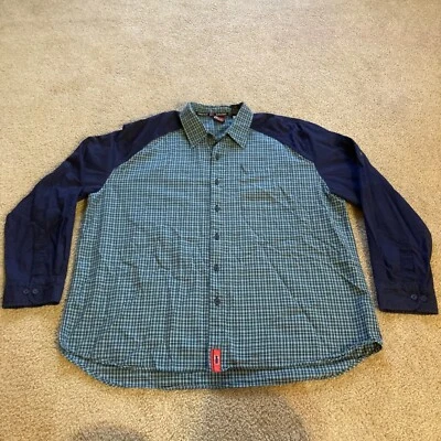 Vintage Bugle Boy Shirt Mens XL Button Up Long Sleeve Blue Green - Image 1 of 4