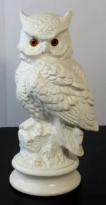 Large 12" White Ceramic Owl Figurine w/Gold Eyes Lightweight & Hollow - Picture 1 of 7
