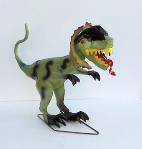 METAL ART DILOPHOSAURS DINOSAUR SCULPTURE ANIMAL FIGURE 17" TALL 19" LONG - Picture 1 of 7