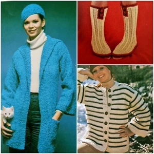 1970s Boucle Kimono Lace Socks Gaucho Suit Retro Home Journal Knitting Pattern - Picture 1 of 12