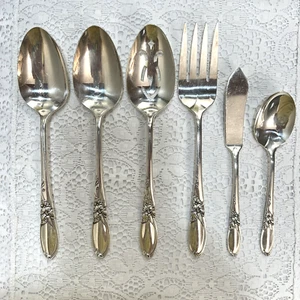 Oneida ORQUÍDEA BLANCA Cuchara para servir Azúcar Carne Tenedor Mantequilla Cuchillo 6 Piezas De Colección - Imagen 1 de 13