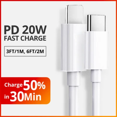 20W PD USB Type C Charger Cord Fast Charging Cable For iPhone 14 13 12 11 Pro XR - Image 1 of 4